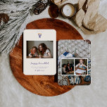 Elegant Hanukkah Menorah | Family Photos Holiday Card<br><div class="desc">Celebrate the Festival of Lights with this elegant double-sided Hanukkah photo card featuring a modern menorah design and customisable family photo layout. The front highlights your warm holiday greeting with space for a favourite picture, while the back offers room for three additional photos surrounded by festive Hanukkah details. Personalise with...</div>