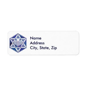 Elegant Hanukkah Menorah in Star of David Return Address Label