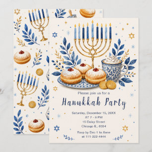 Elegant Hanukkah Party Invitation