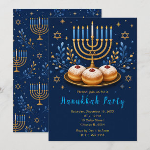 Elegant Hanukkah Party Invitation