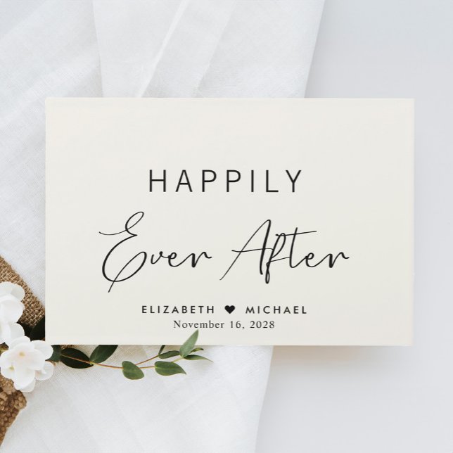 Elegant Happily Ever After Cream Wedding Guest Book (Creator Uploaded)