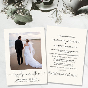 Elegant Happily Ever After Cream Wedding Reception Invitation