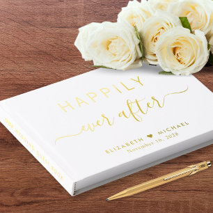 Elegant Happily Ever After Photo Wedding Guest Book