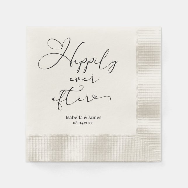Elegant Happily Ever After Romantic Ecru Wedding  Napkin (Front)