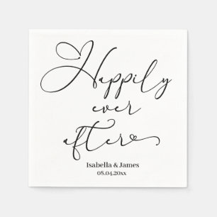 Elegant Happily Ever After Romantic White Wedding  Napkin
