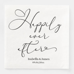 Elegant Happily Ever After Romantic White Wedding  Napkin
