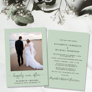 Elegant Happily Ever After Sage Wedding Reception Invitation
