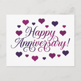 Elegant Happy Anniversary Postcard with Hearts