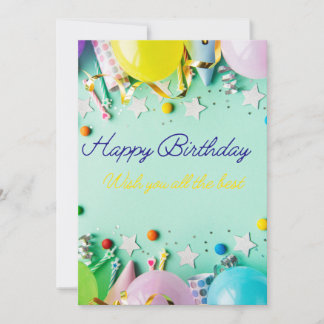 Elegant Happy Birthday Card – Colorful Balloons