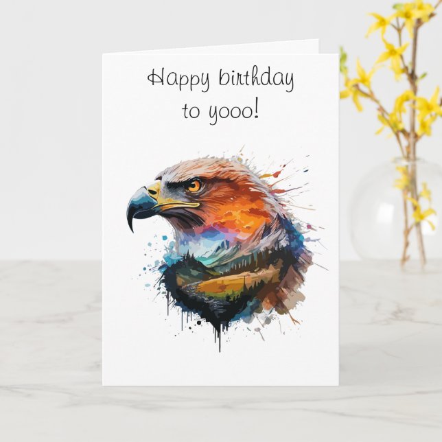 Elegant happy birthday card for son eagle (Yellow Flower)