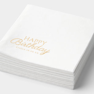 Elegant happy birthday   Custom Name & Date Foil Napkins