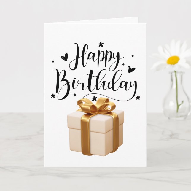Elegant Happy Birthday Greeting Card (Small Plant)