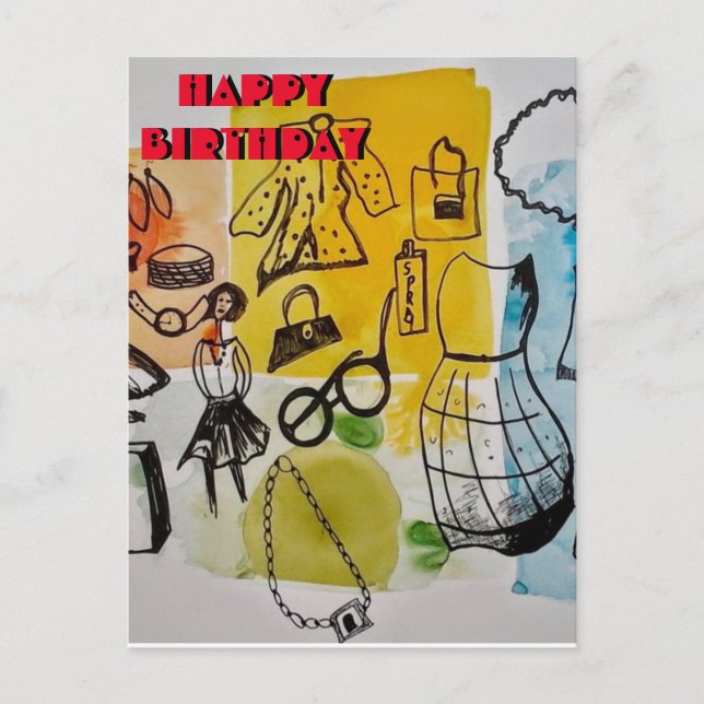 Elegant Happy Birthday Postcard (Front)