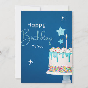 Elegant Happy Birthday Poster – Blue Theme  Invitation