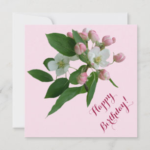 Elegant Happy Birthday pretty pink blossom floral Card