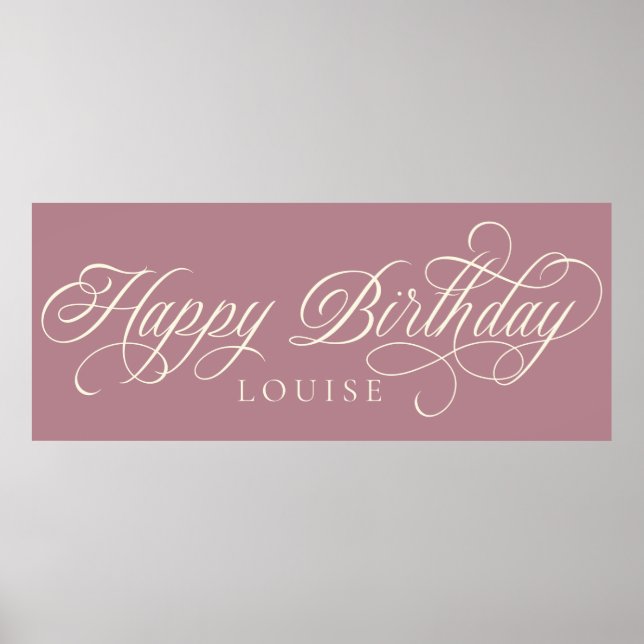 Elegant Happy Birthday script custom  Poster (Front)