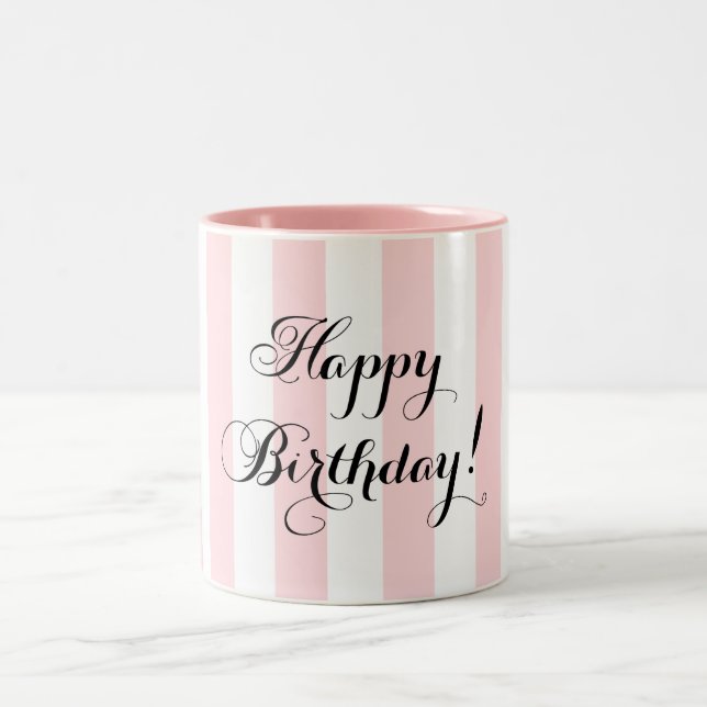 Elegant Happy Birthday Two-Tone Coffee Mug (Center)