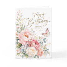 Elegant Happy Birthday Watercolor Floral Greeting 