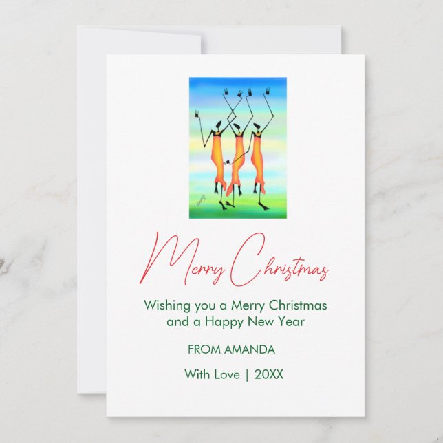 Elegant, Happy Dance Christmas Holiday Card (Front)