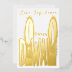 Elegant Happy Diwali Stars Gold Foil Shiny Card