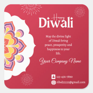 Elegant Happy Diwali Template Square Sticker