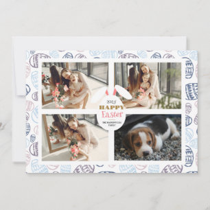 Elegant happy Easter Ears Eggs Family photo Holiday Card