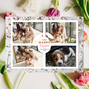 Elegant happy Easter Ears Eggs Family photo Holiday Card