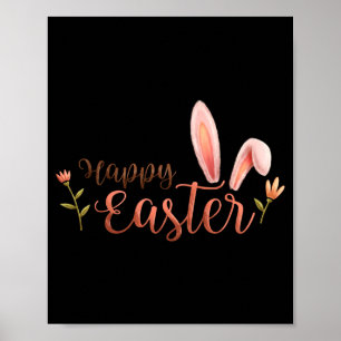 Elegant Happy Easter Tygraphy Bunny Ears Poster
