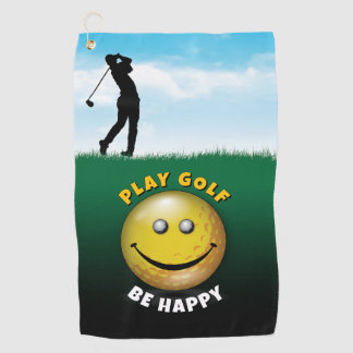 Elegant Happy Golfer Design Golf Towel