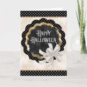 Elegant Happy Halloween Polka Dot Card