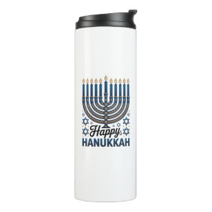 Elegant Happy Hanukka-Jewish Holiday Art Thermal Tumbler