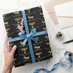 Elegant Happy Hanukkah Golden Menorah Monogram Wrapping Paper<br><div class="desc">Digital Art by Liliumdes.
Customise it with your details.</div>