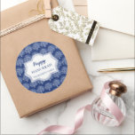 Elegant Happy Hanukkah Menorah Pattern Blue Classic Round Sticker<br><div class="desc">Quality Hanukkah sticker for you to customise with your special holiday message.</div>