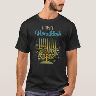 Elegant, Happy Hanukkah, Menorah  T-Shirt