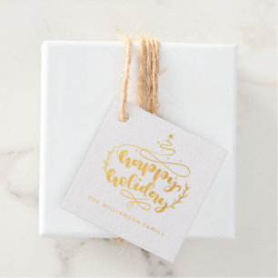 Elegant Happy Holiday Family Favour Tags