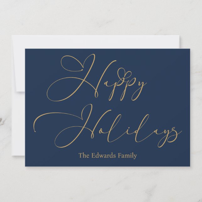 Elegant Happy Holidays Gold Typography Holiday Card (Front)