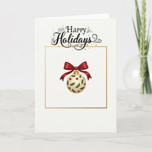 Elegant Happy Holidays Ornament Card