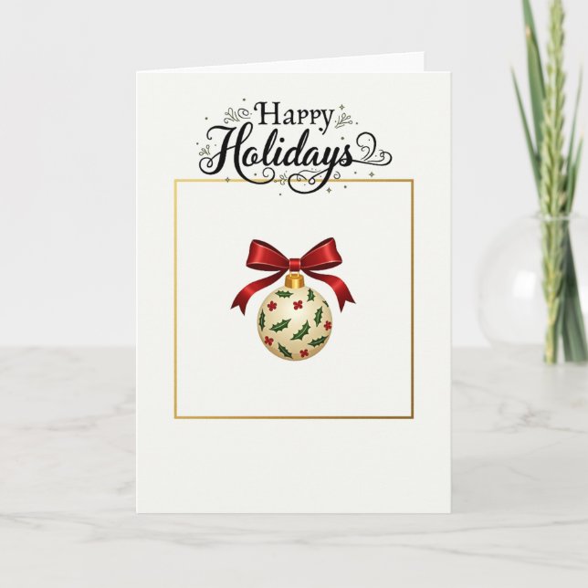 Elegant Happy Holidays Ornament Card (Front)