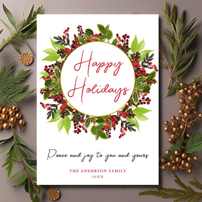 Elegant Happy Holidays Peace and Joy Holiday Card (Creator Uploaded)