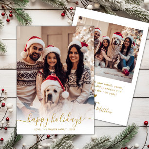 Elegant Happy Holidays Script 2 Photo Christmas Holiday Card