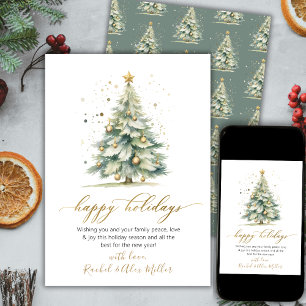 Elegant Happy Holidays Script Tree Non Photo Cards