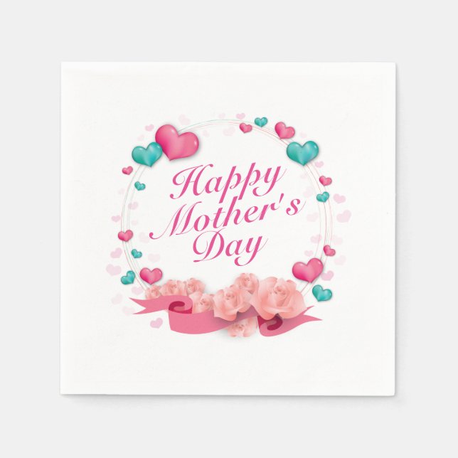 Elegant Happy Mother's Day Candy Hearts Napkin (Front)