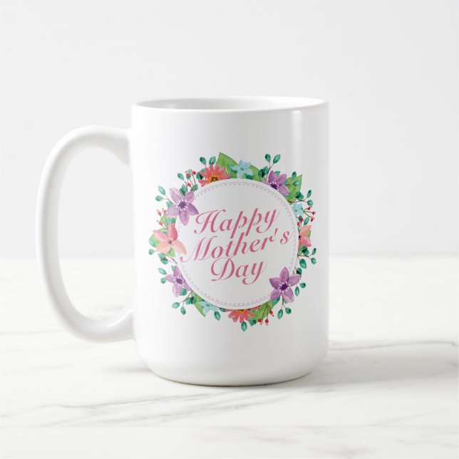 Elegant Happy Mother's Day Floral | Classic Mug (Left)