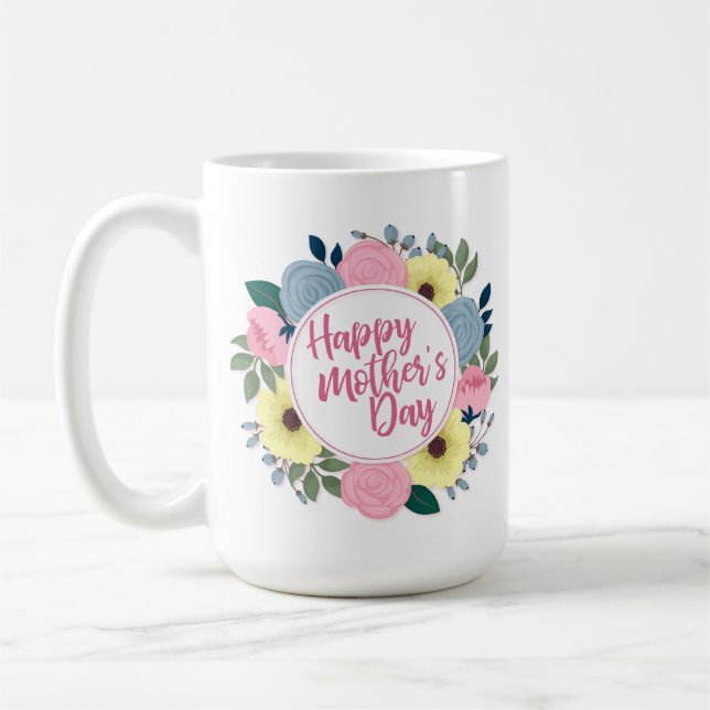 Elegant Happy Mother's Day Floral | Classic Mug (Left)