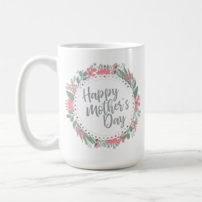 Elegant Happy Mother's Day Floral | Classic Mug (Left)