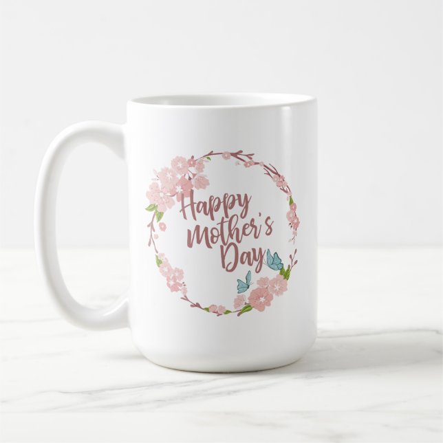Elegant Happy Mother's Day Floral | Classic Mug (Left)