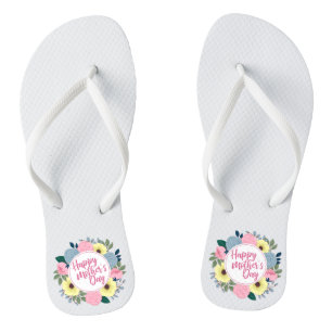 Elegant Happy Mother's Day Floral Flip Flops