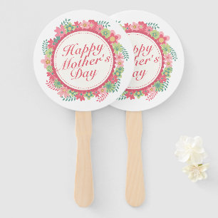 Elegant Happy Mother's Day Floral Frame Hand Fan