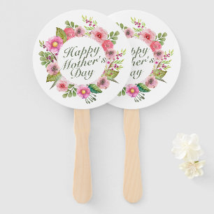 Elegant Happy Mother's Day Floral Frame Hand Fan