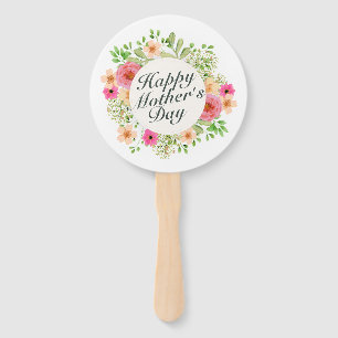 Elegant Happy Mother's Day Floral Frame Hand Fan
